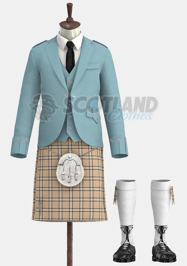 Beige Tartan Argyle Outfit