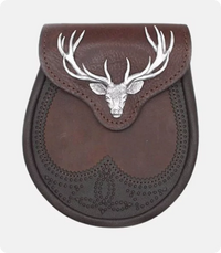 Brown Stag Head Designe Leather Sporran