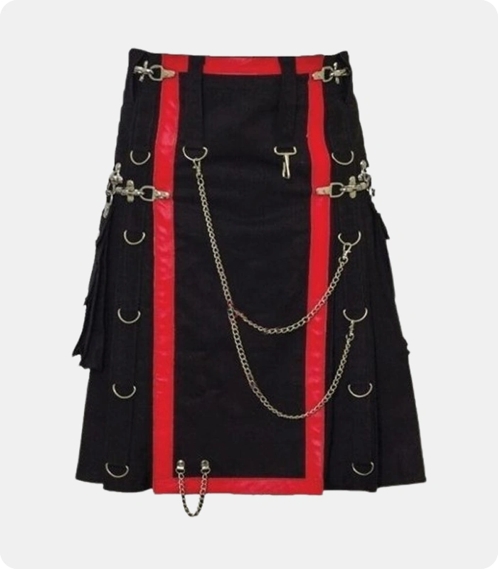 Modern-Gothic-Black-Canvas-Utility-Kilt-with-Chains