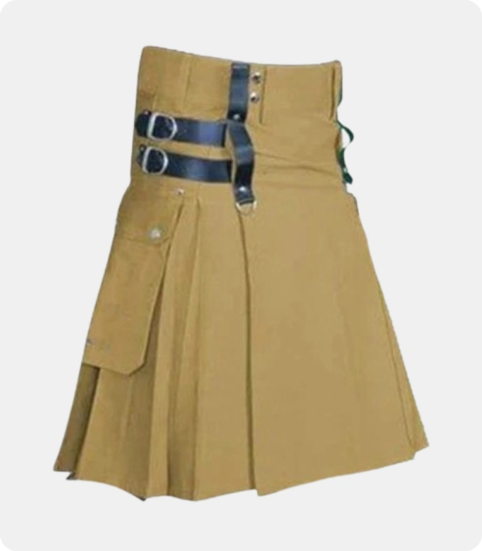Khaki-Utility-Kilt-with-Flap-Pockets