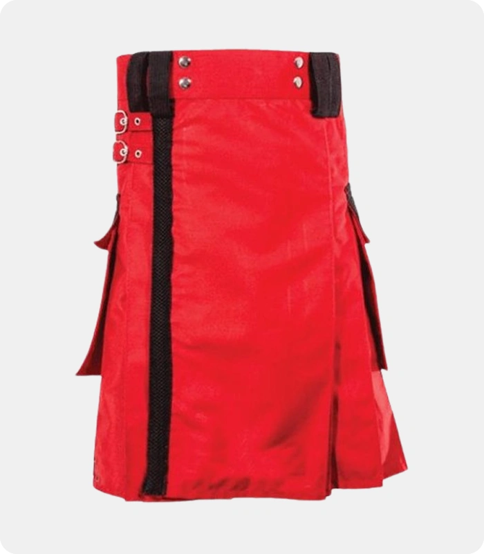 Scottish-Mens-Red-Utility-Kilt-with-Classic-Straps