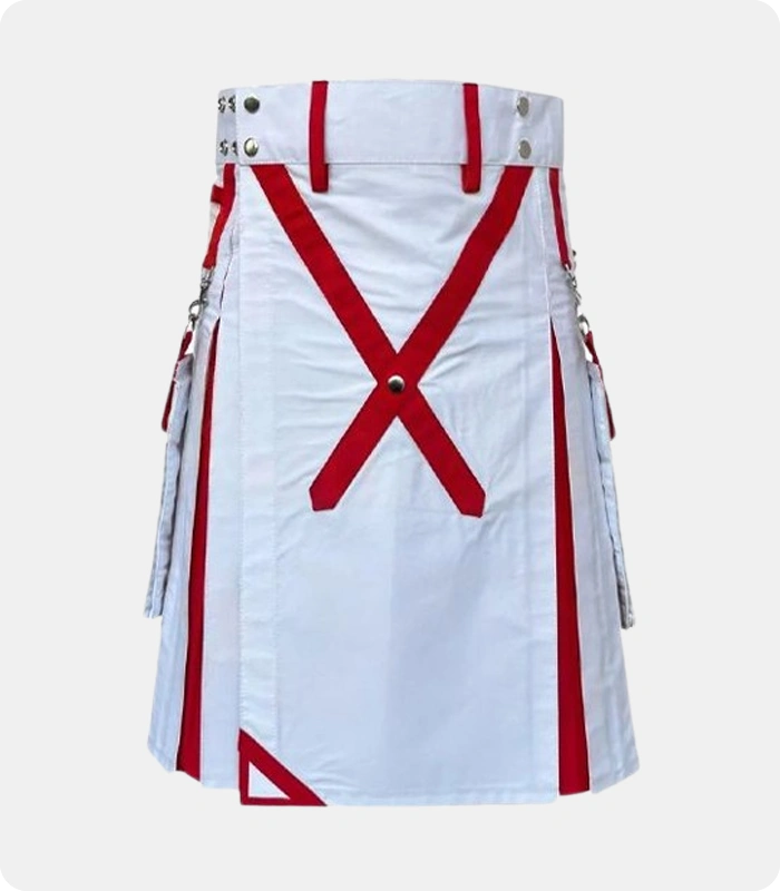 White-And-Red-Pleated-Hybrid-Kilt