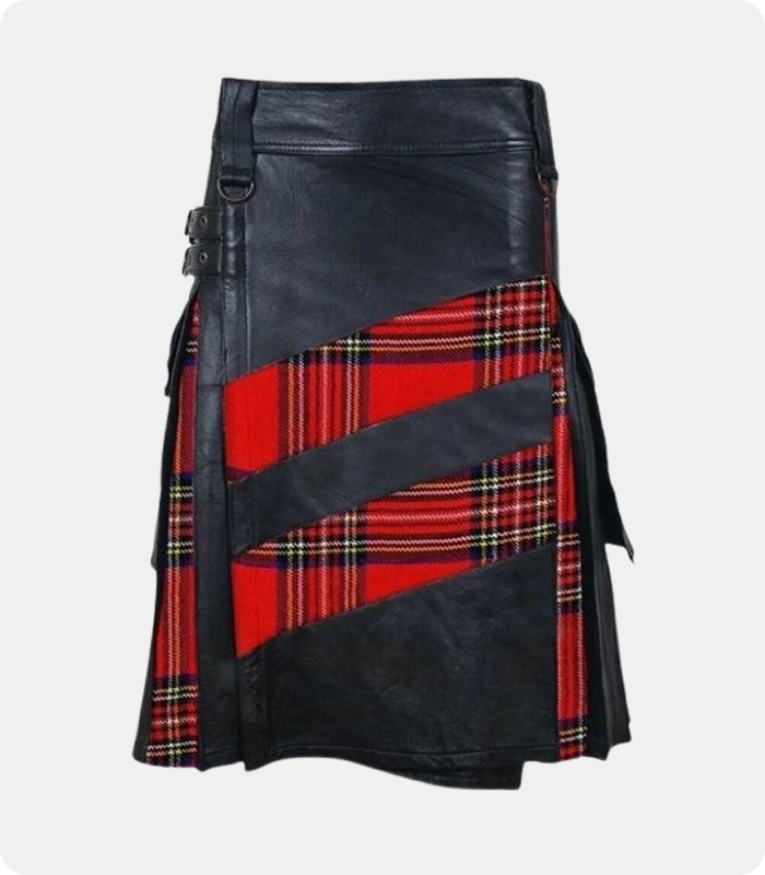 Custom Made Black Royal Stewart Tartan Hybrid Kilt