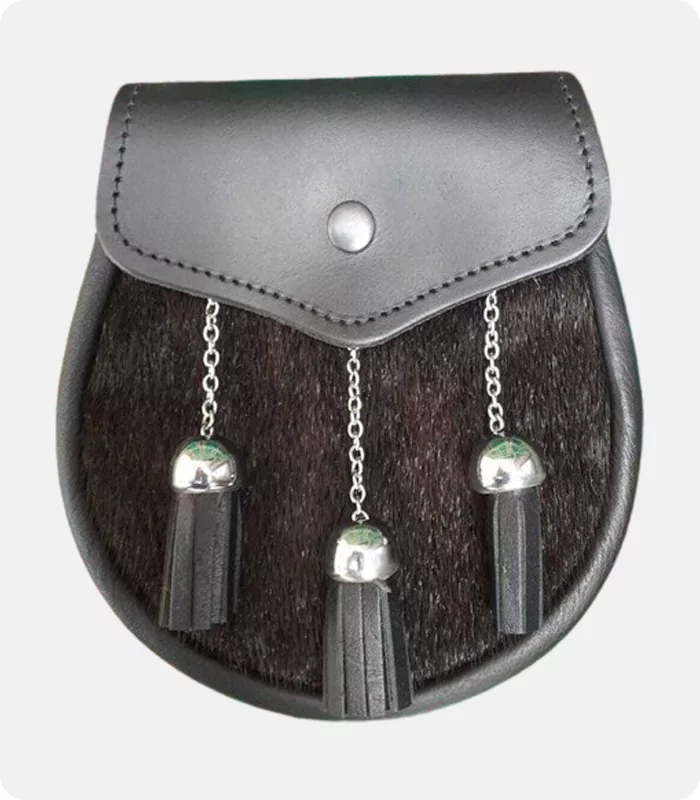 Hand Made Dark Brown Leather Sealskin Sporran