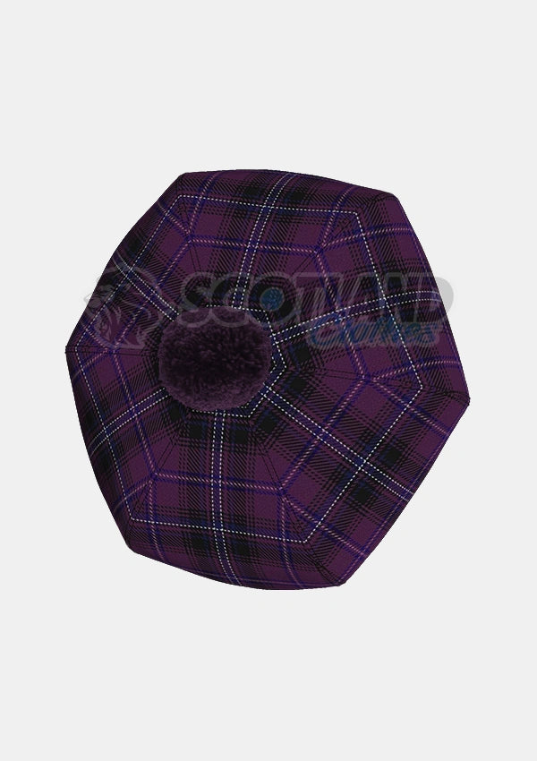 Purple Tartan Tam O' Shanter Hat