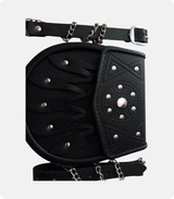 Black Three Tassel Leather Sporran With Chain Belt Front