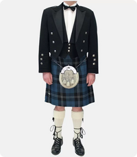 Black Traditional Prince Charlie Adult Hire kilt Outfit