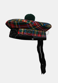 Black Stewart Tartan Balmoral Hat