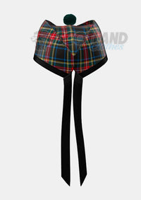 Black Stewart Tartan Glengarry Hat Back