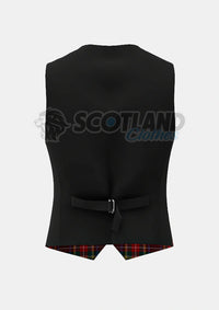 Black Stewart Tartan Waistcoat Back