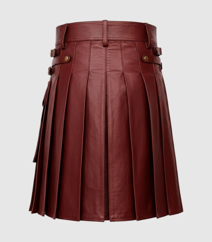Burgundy Leather Kilt Back