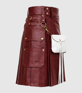 Burgundy Leather Kilt Right Side