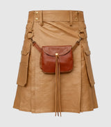 Camel Leather Kilt Front