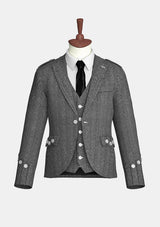 Casual_Light_Grey_Tweed_Argyle_Kilt_Jacket_front_image