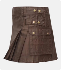 Chocolate Brown Women Utility Kilt Left Side