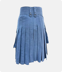 Custom Made Buy Blue Denim Kilt Back