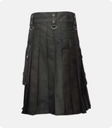 Custom Made Gothic Fashion Black Utility kilt Back