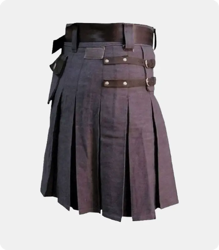 Custom Made Heavy Duty Denim and Leather Kilt Back