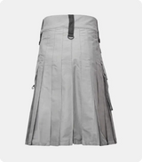 Custom Made Men Fashion Grey Utility Kilt Back