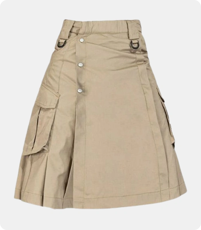 Fashion-Khaki-Utility-Kilt-with-Velcro-Strap