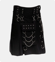 Black-Gothic-Utility-Kilt-with-Detachable-Pocket