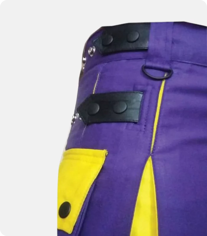 Custom Made Modern Two Tone Kilt Blue and Yellow SIde