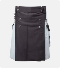 Custom Made Scottish Black And Gray Cotton Hybrid Kilt