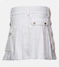 Custom Made Women White Utility Kilt Back