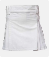 Custom Made Women White Utility Kilt