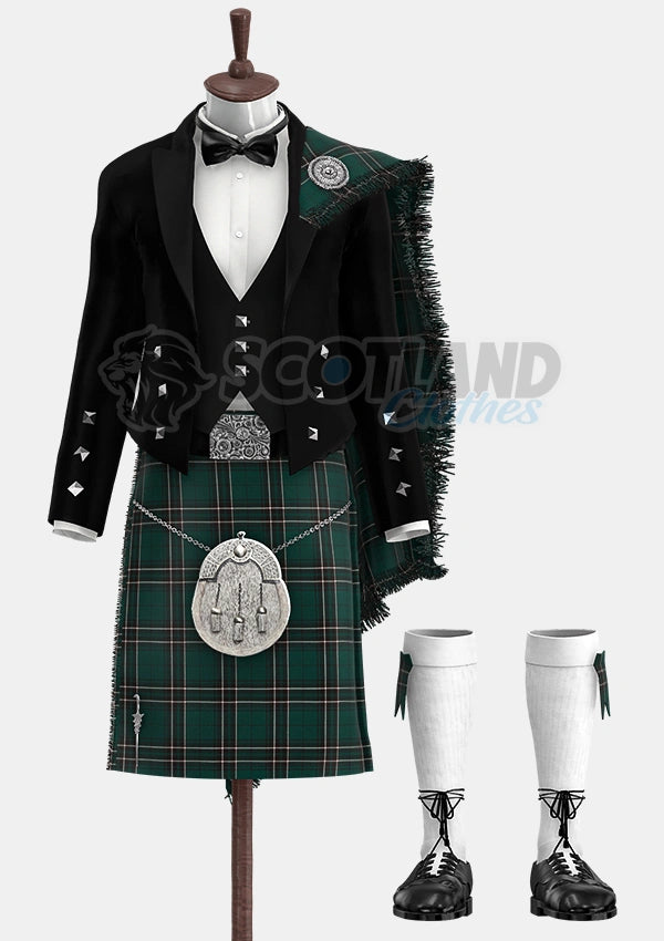 Custom Made Maclean Hunting Modern Tartan Prince Charlie Kilt Outfit