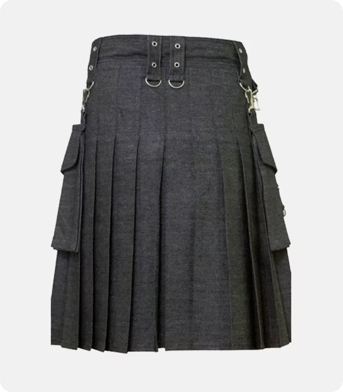 Elegant Relaxed Stylish Denim Kilt Back