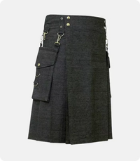 Elegant Relaxed Stylish Denim Kilt Side