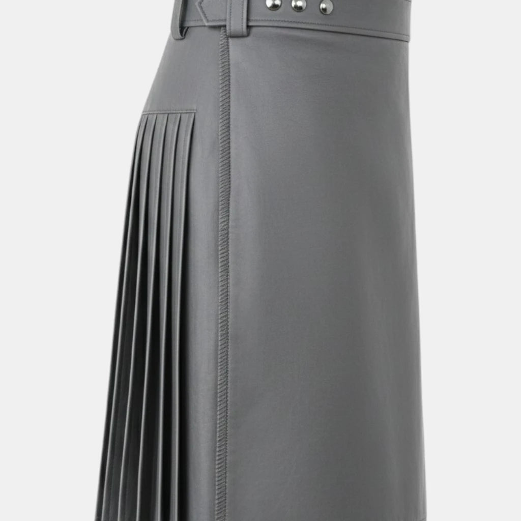 Grey Leather Kilt