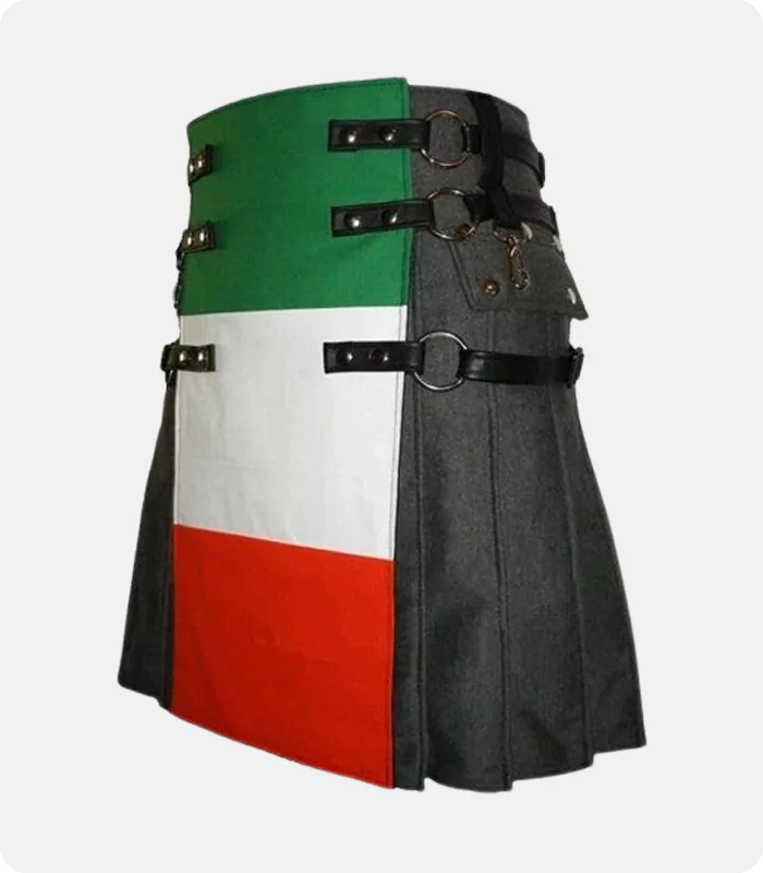 Hand Made Scottish Italian Flag Kilt Side