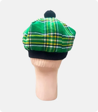 Irish Green Tartan Tam O Shanter Hat Back