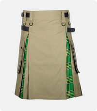 Khaki Irish Tartan  Hybrid Kilt