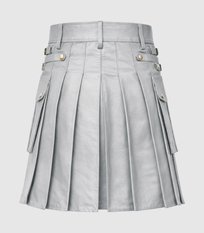 Light Grey Leather Kilt Back