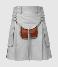 Light Grey Leather Kilt Front