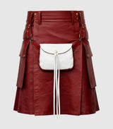 Maroon Leather Kilt Front