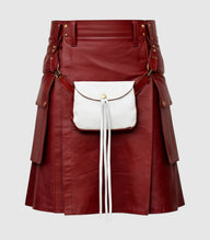 Maroon Leather Kilt Front