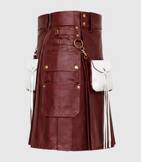 Maroon Leather Kilt Right Side