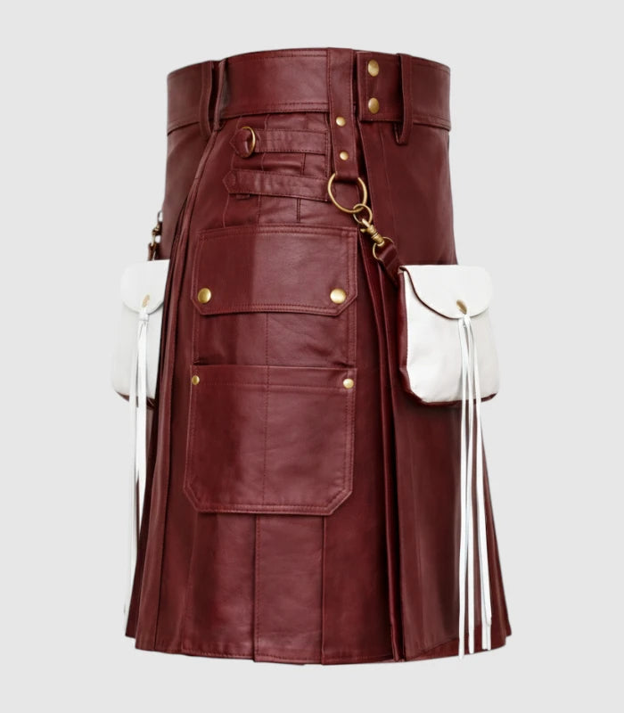 Maroon Leather Kilt Right Side