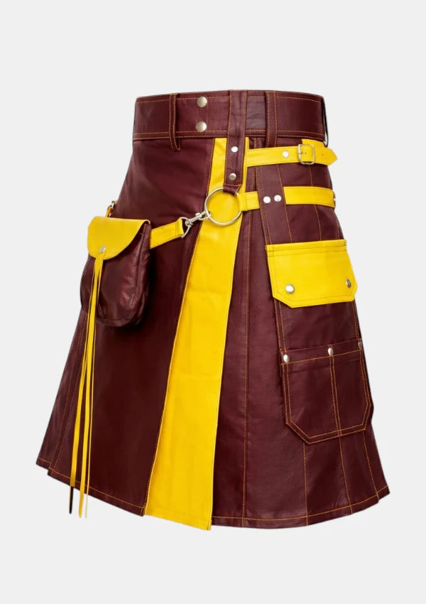 Maroon_and_Yellow_Leather_Hybrid_Utility_Kilt_Left