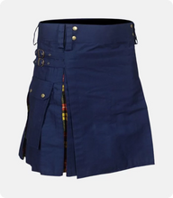 Navy Blue Cotton Hybrid Kilt