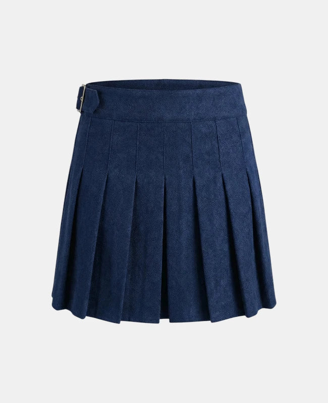 Navy Blue Women Wool Kilt Back
