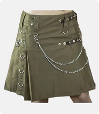 Olive Green Women Utility Kilt