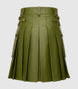 Olive Green Leather Kilt Back