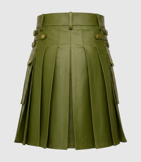 Olive Green Leather Kilt Back