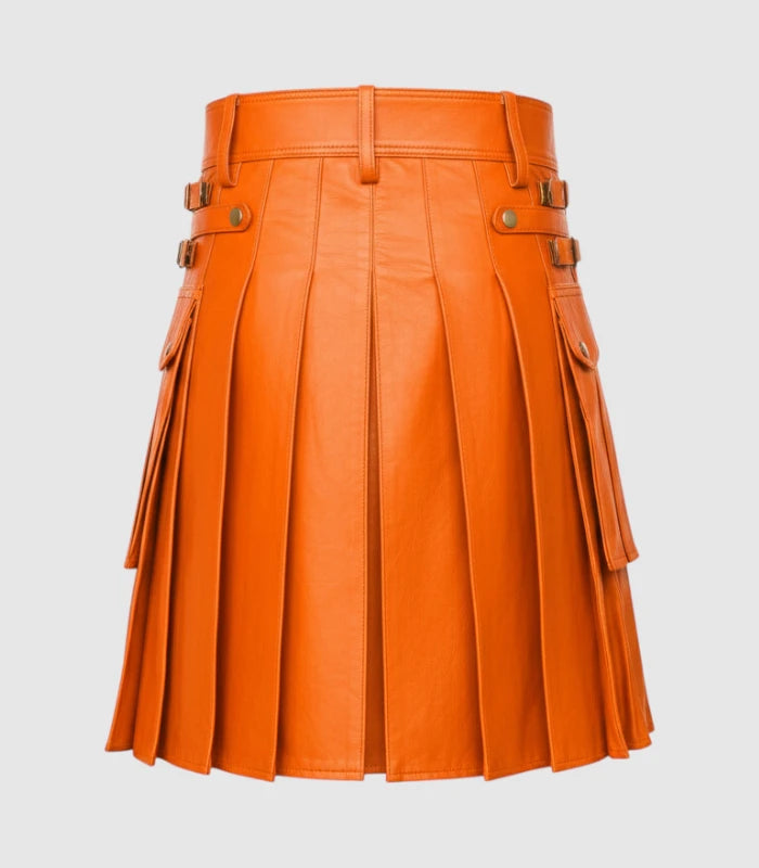Orange Leather Kilt Back