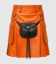 Orange Leather Kilt Front
